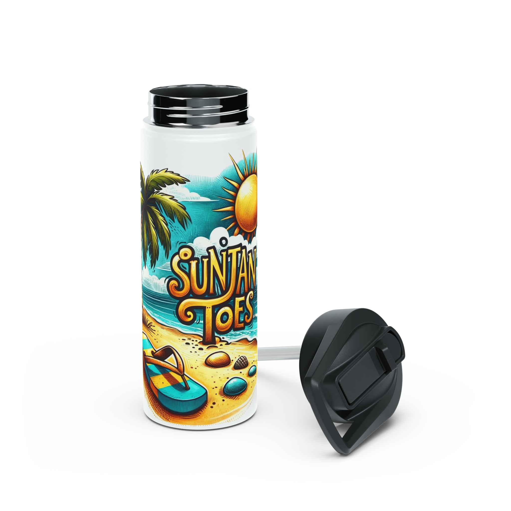 Suntan Toes Stainless Steel Water Bottle, Standard Lid