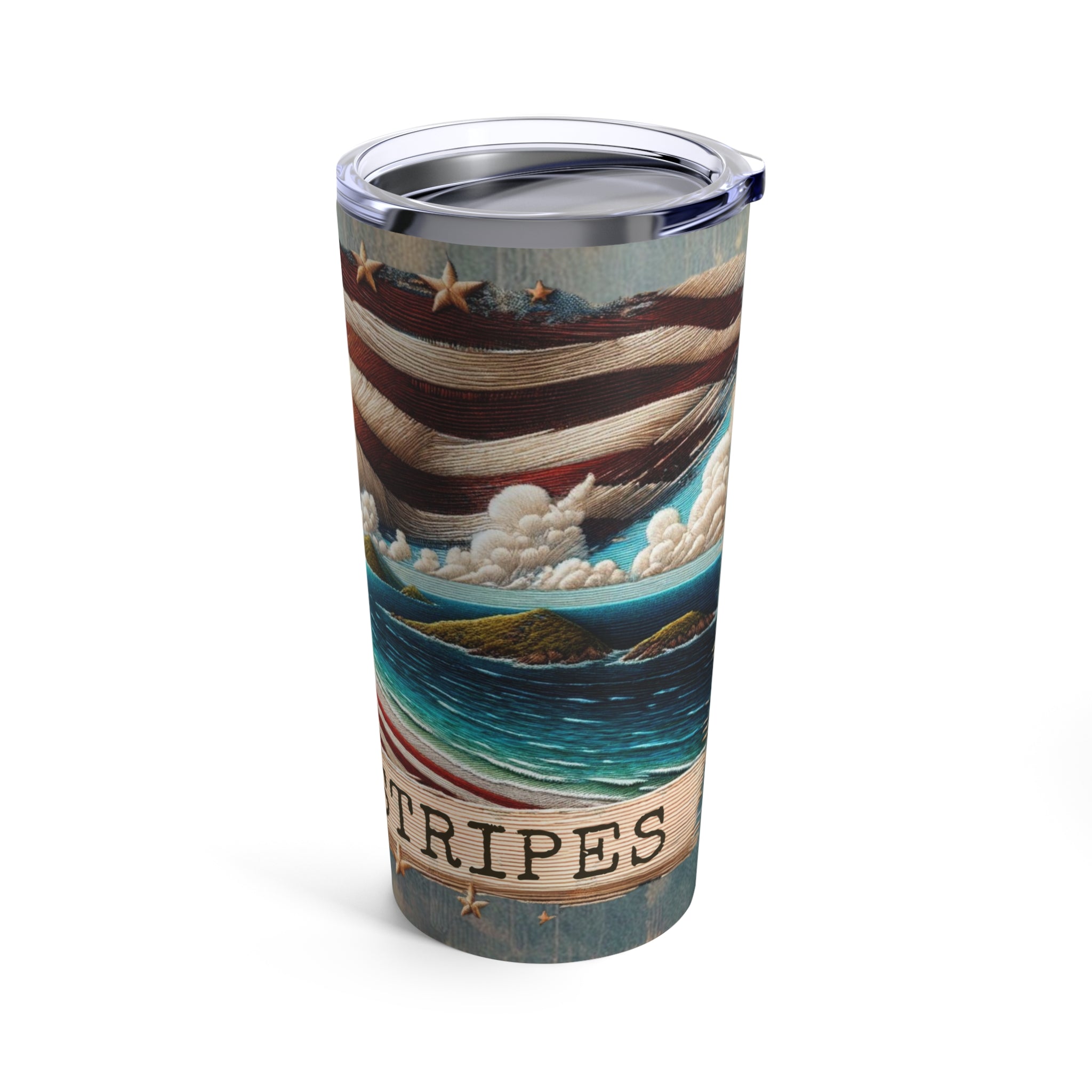 Experience Refreshment Everywhere with Our American Sand & Stripes Tumbler 20oz