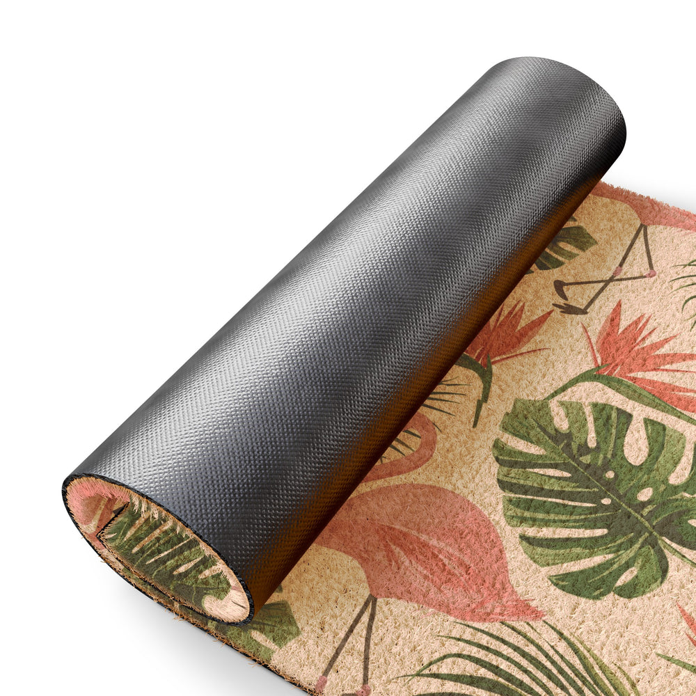 Flamingo Foliage Retreat Doormat: Your Gateway to Tropical Tranquility
