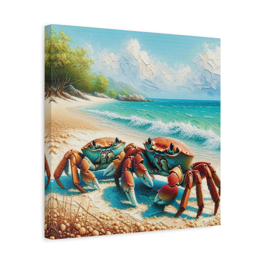 Dive into Oceanic Delight: The Double Sea Crab Artwork Matte Canvas, Stretched, 1.25"