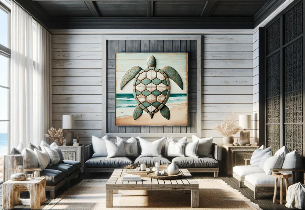 Capture Coastal Serenity with Turtle Wall Art, Canvas, Stretched, 1.25"