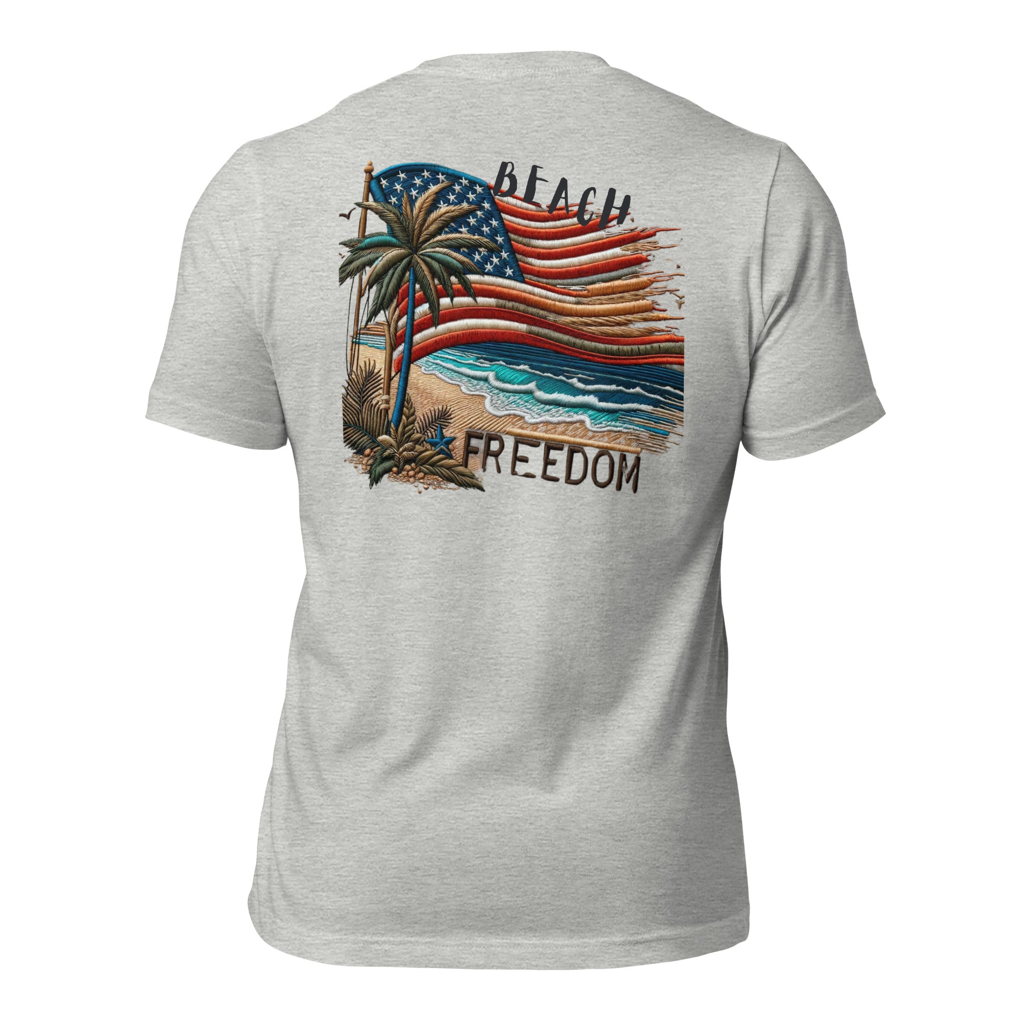 Feel the Freedom: Liberty Beach of American Freedom Flag T-shirt | Lucas Islander