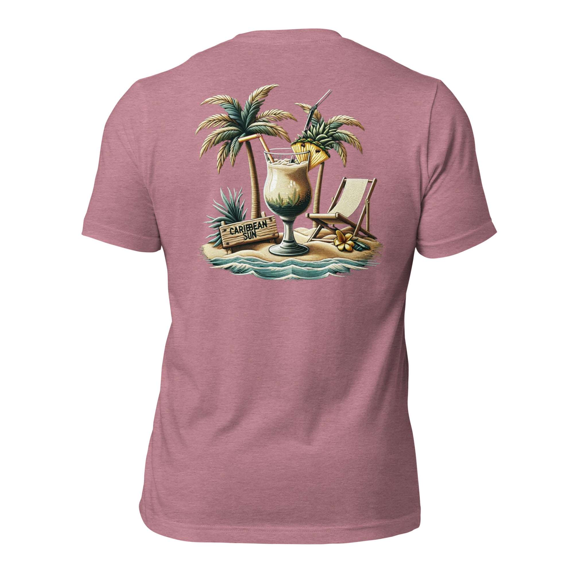 Discover Caribbean Paradise: Lucas Islander Caribbean Sun Print T-Shirt | Lightweight Cotton