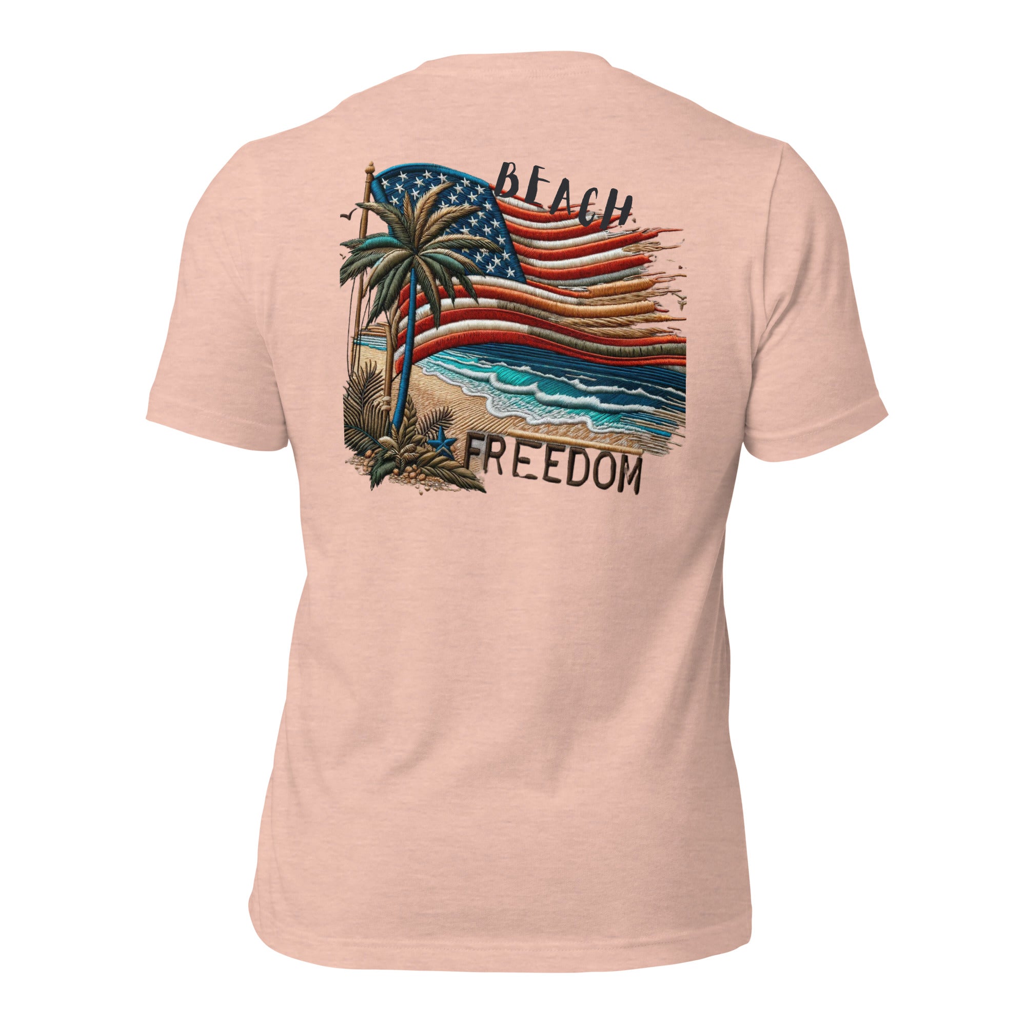 Feel the Freedom: Liberty Beach of American Freedom Flag T-shirt | Lucas Islander