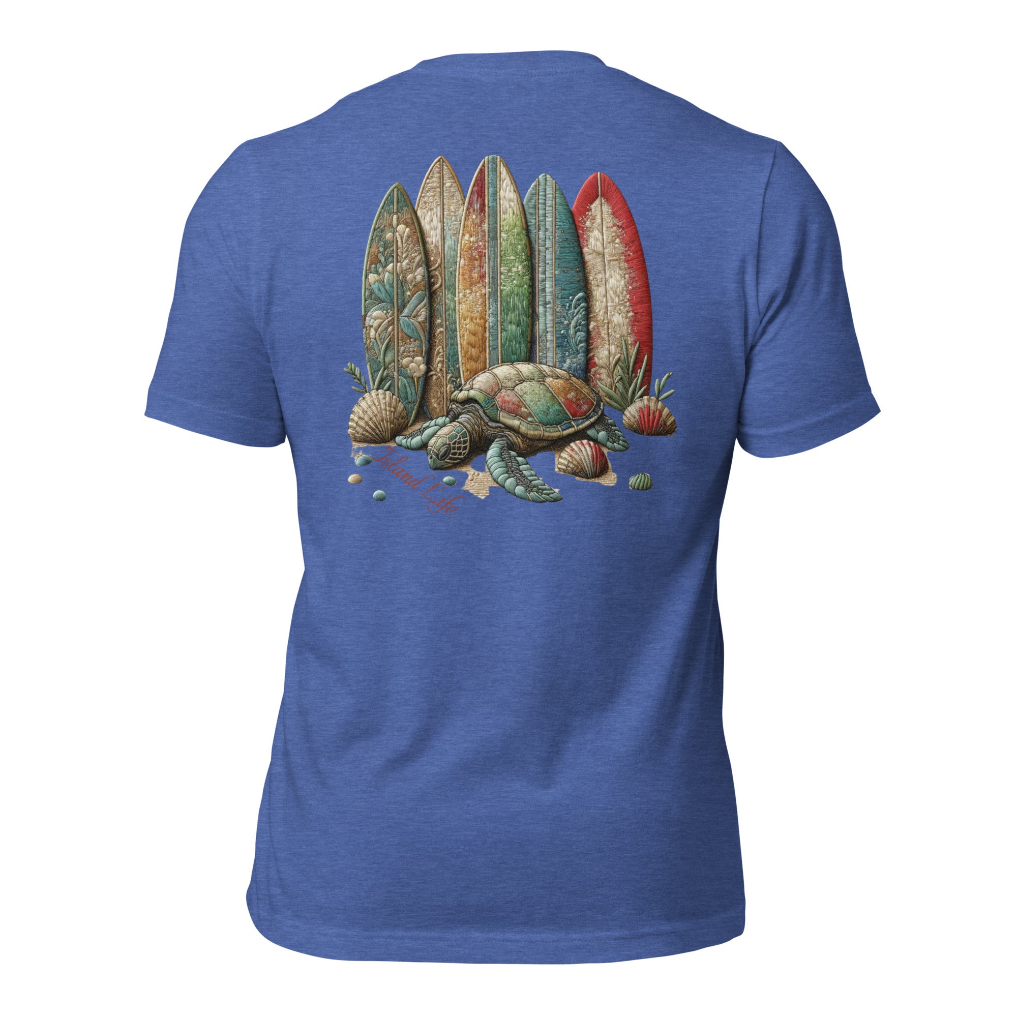 Dive into Island Paradise with Surf Boards and Sea Turtles T-shirt | Dreamy Comfort