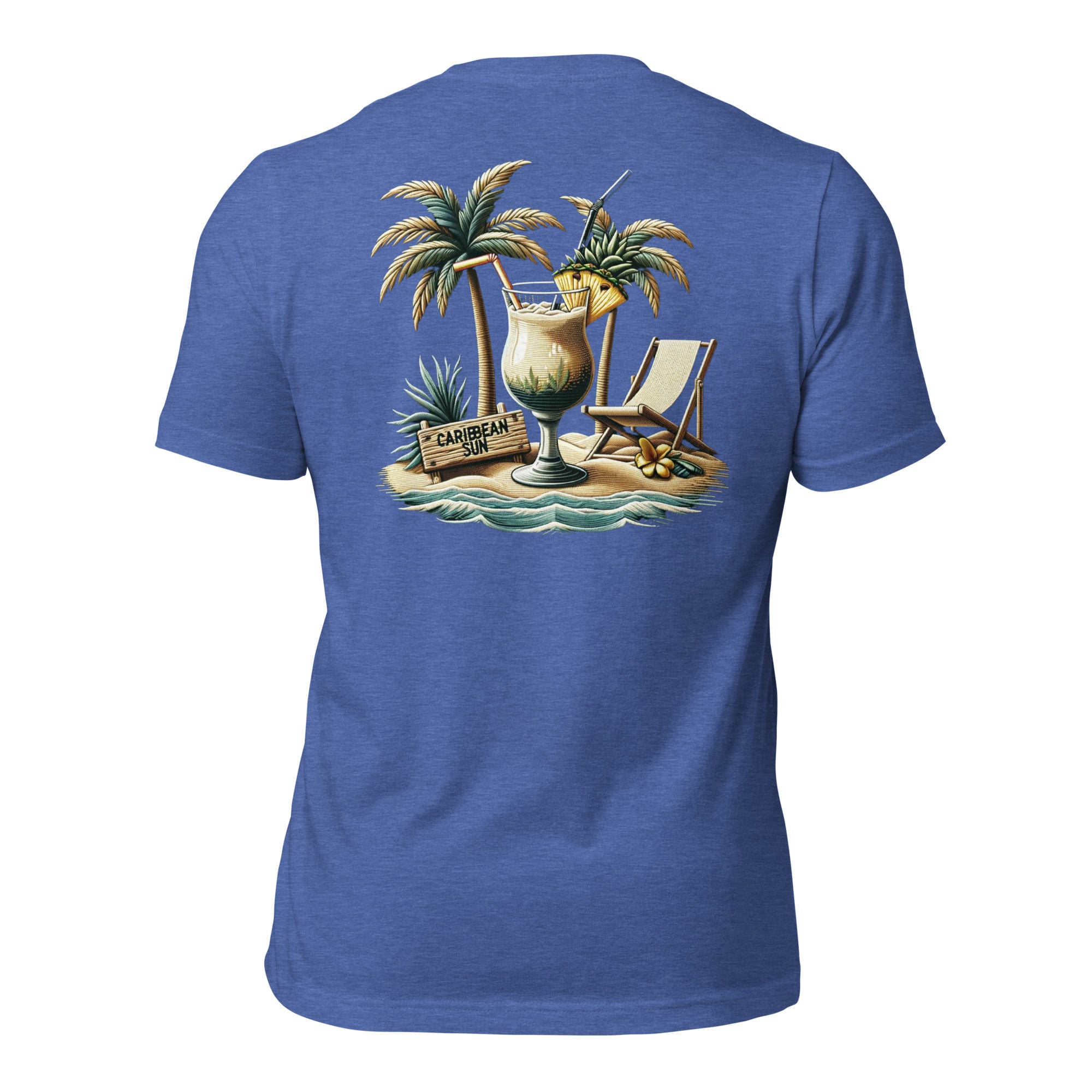 Discover Caribbean Paradise: Lucas Islander Caribbean Sun Print T-Shirt | Lightweight Cotton