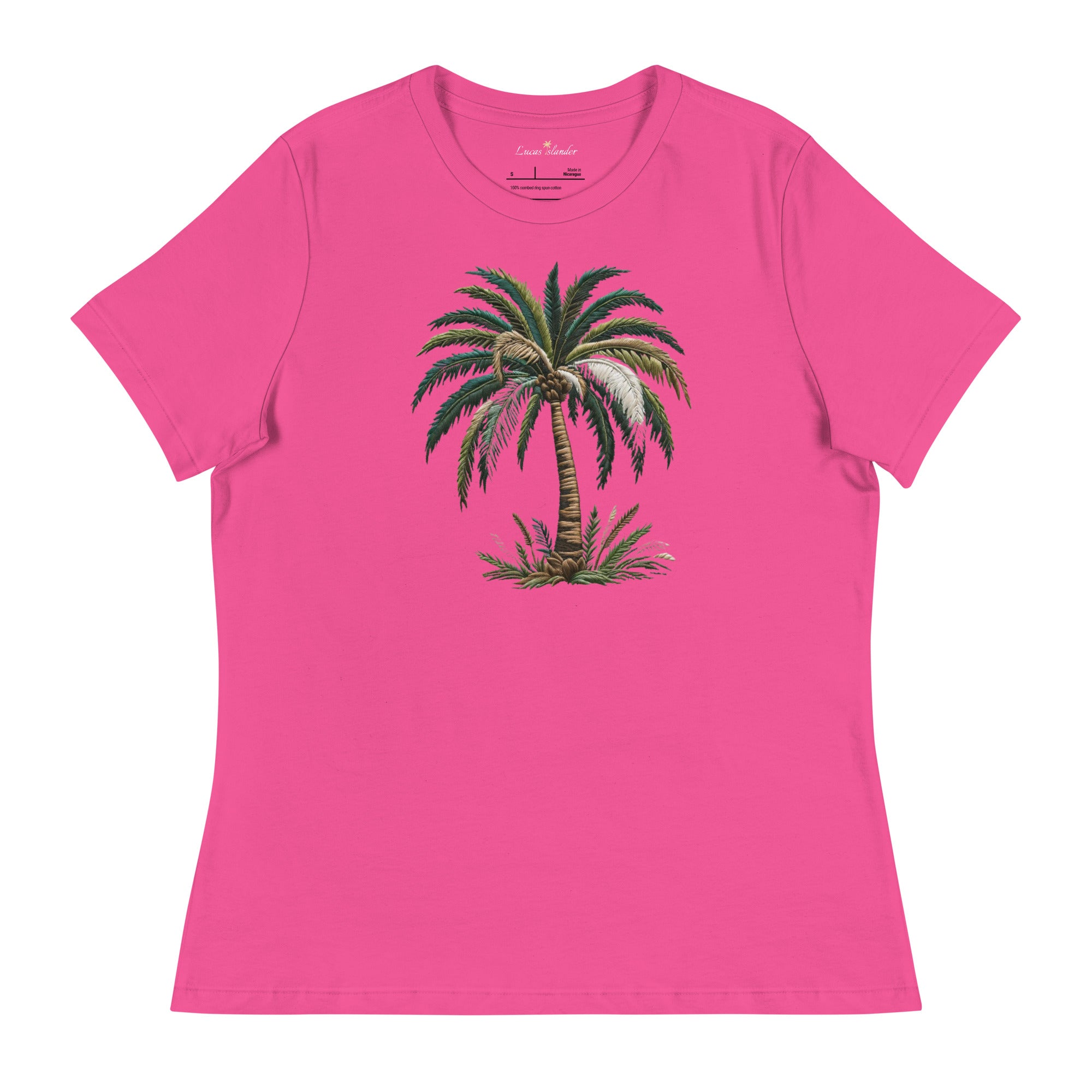 Unwind in Paradise: Lucas Islander's Palm Tree T-Shirt Women's Relaxed T-Shirt