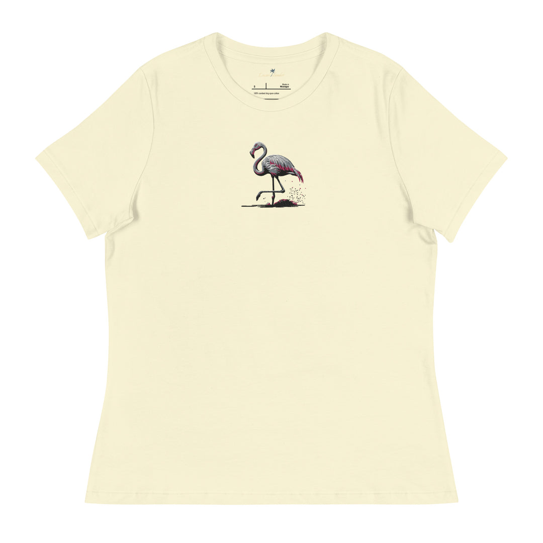 Flamingo Charm: Embroidered Women's T-Shirt Relaxed