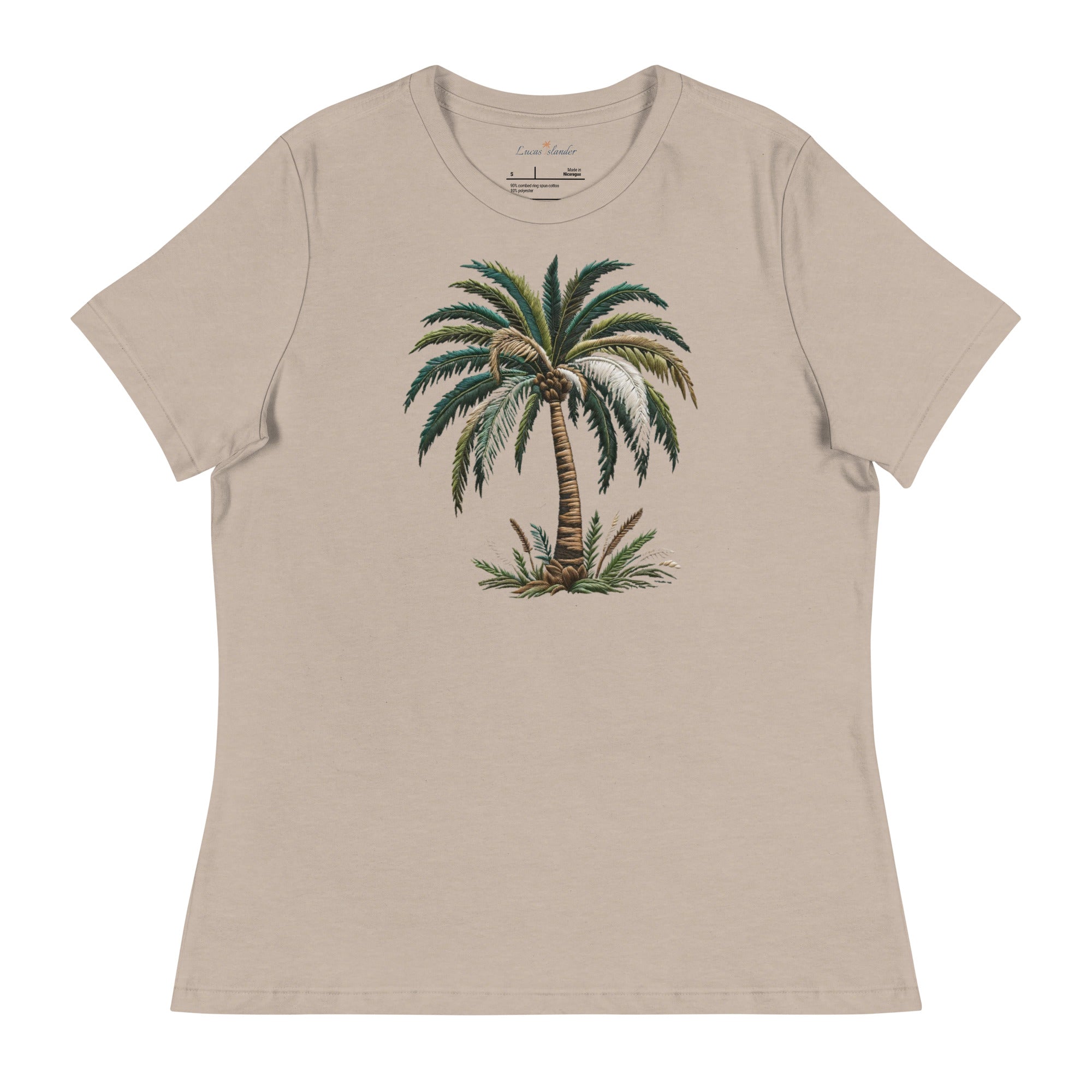 Discover Luxe Comfort: Lucas Islander's Palm Tree T-Shirt Women's Relaxed
