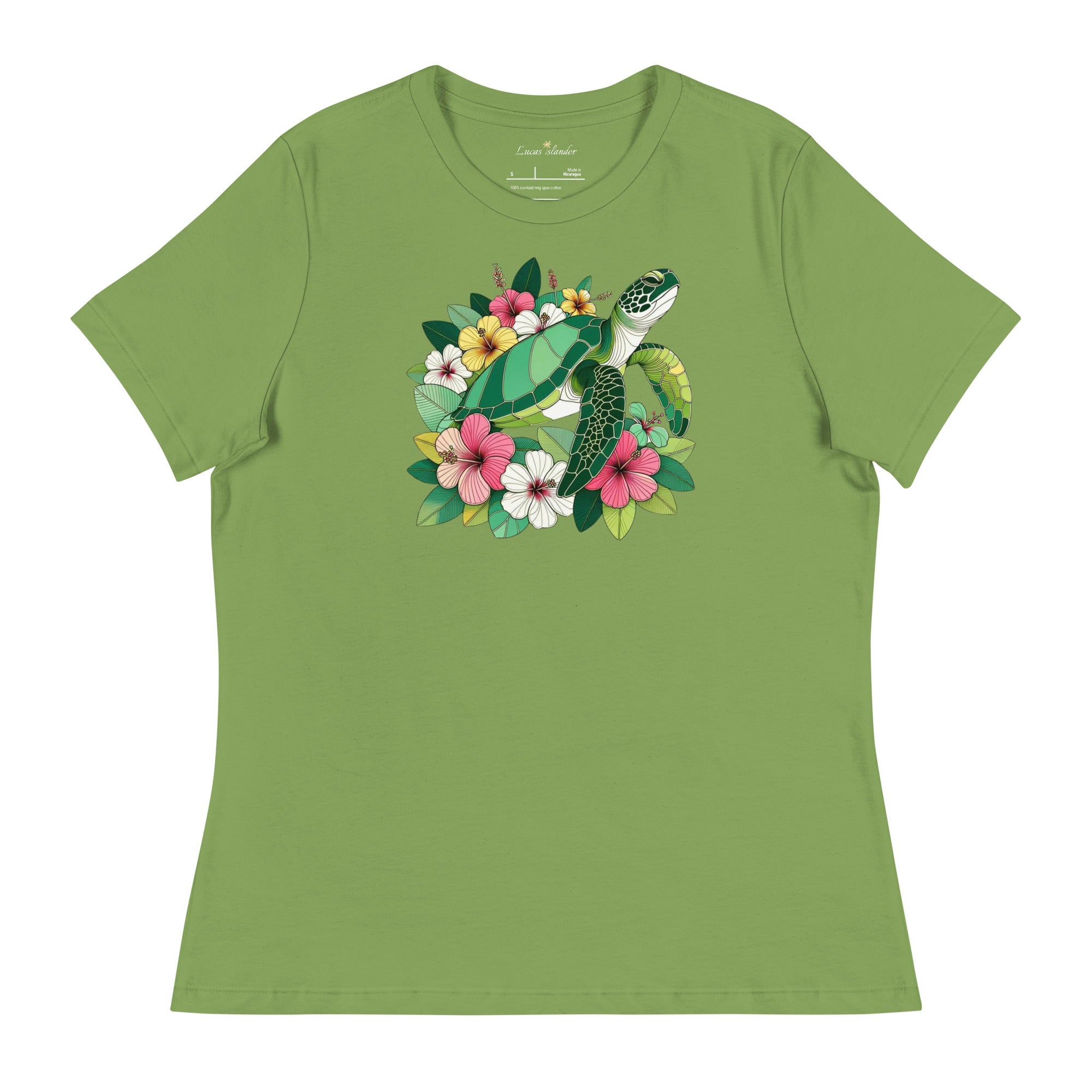 Discover the Comfort of Island Vibes: Women's T-Shirt with Hawaiian Green Sea Turtle Design Relaxed T-Shirt