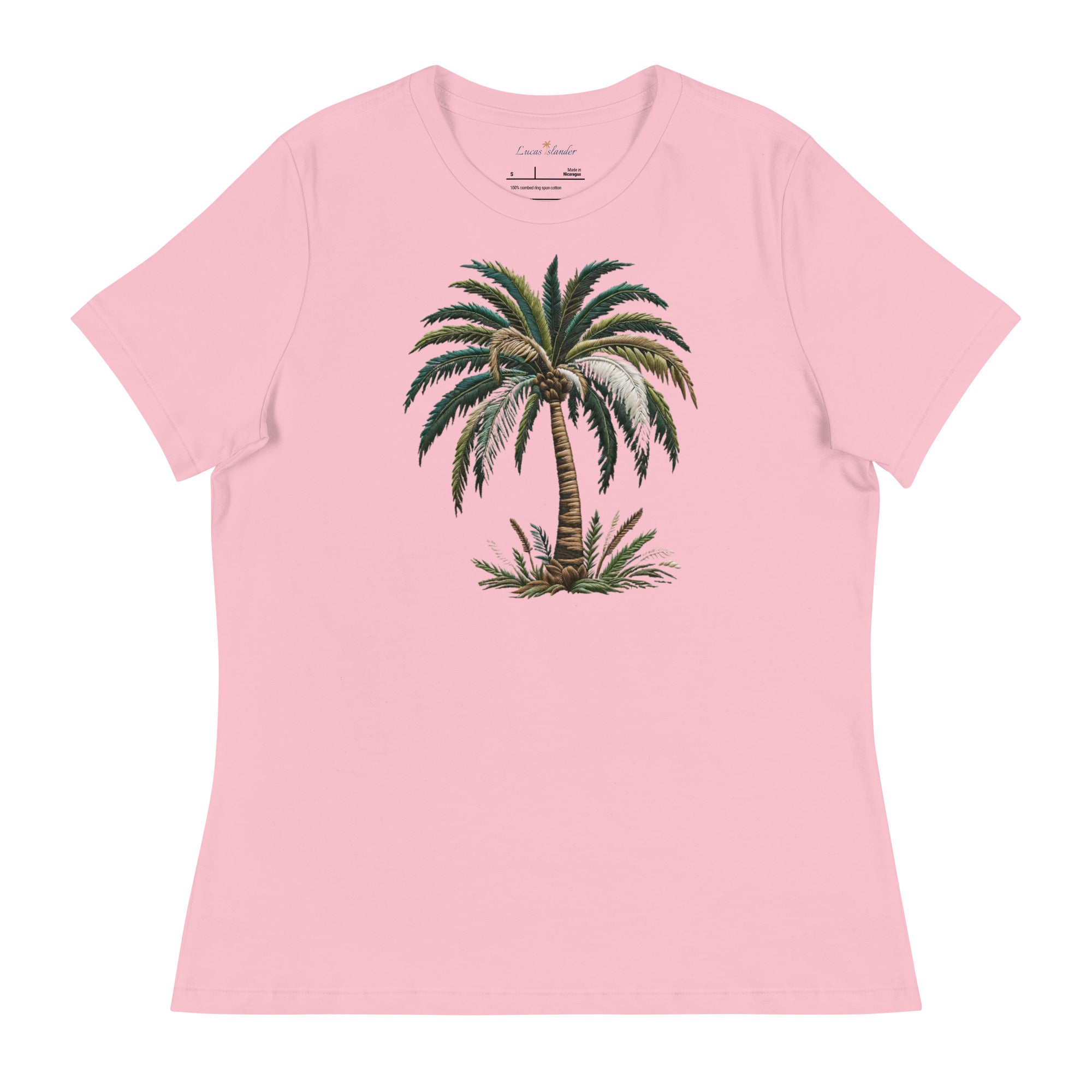Discover Luxe Comfort: Lucas Islander's Palm Tree T-Shirt Women's Relaxed
