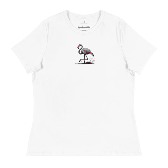 Flamingo Charm: Embroidered Women's T-Shirt Relaxed
