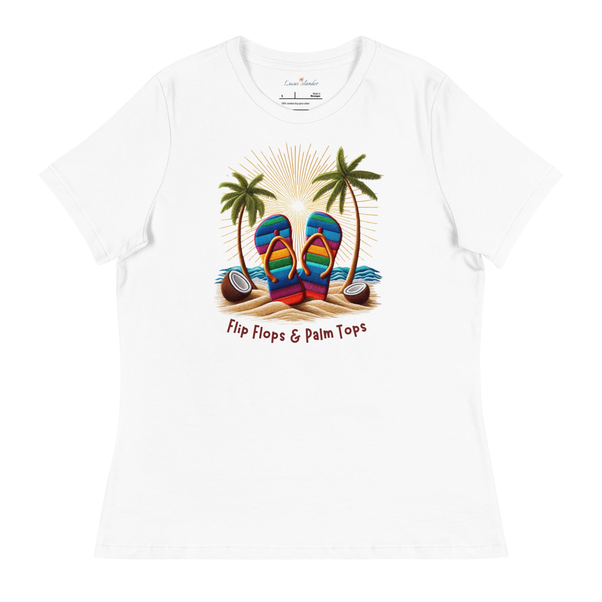 Experience Everyday Luxury with the Flip Flops & Palm Tops Women's Tee