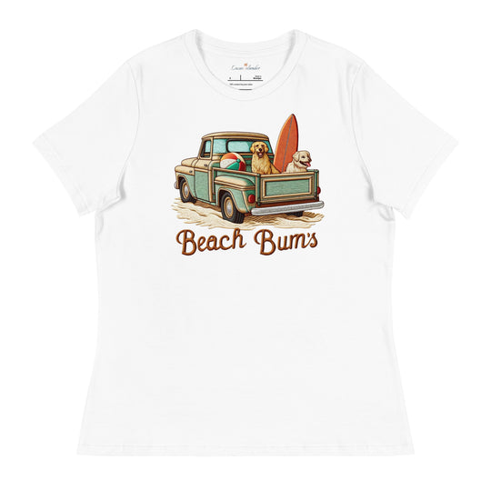 Experience Ultimate Comfort with "Beach Bum's" Dog Print Women's T-Shirt Relaxed